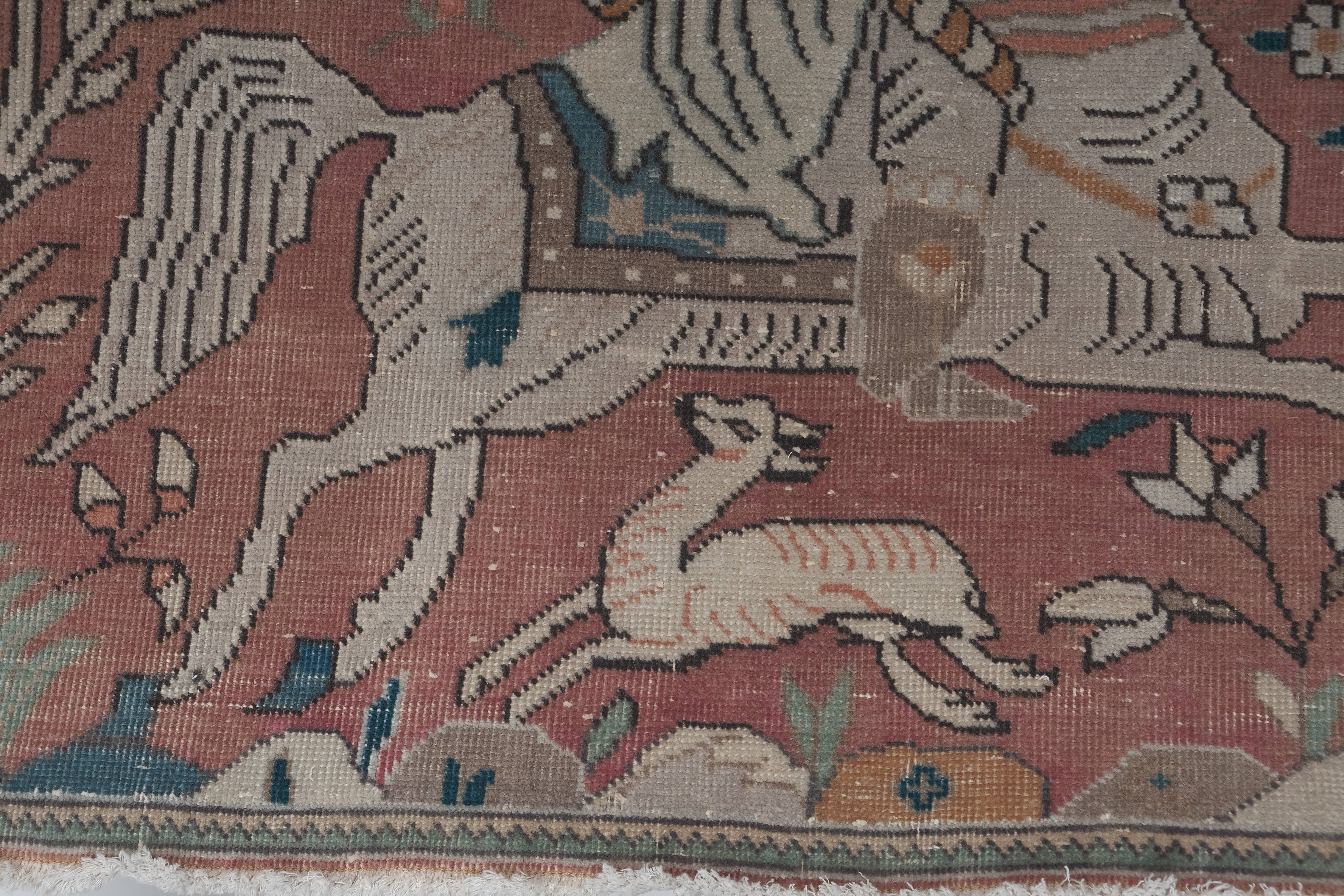 Vintage Pillows Store - Wholesale Runner Rug - Turkish Pictorial Horse Rug 3'6'' X 13'4''5