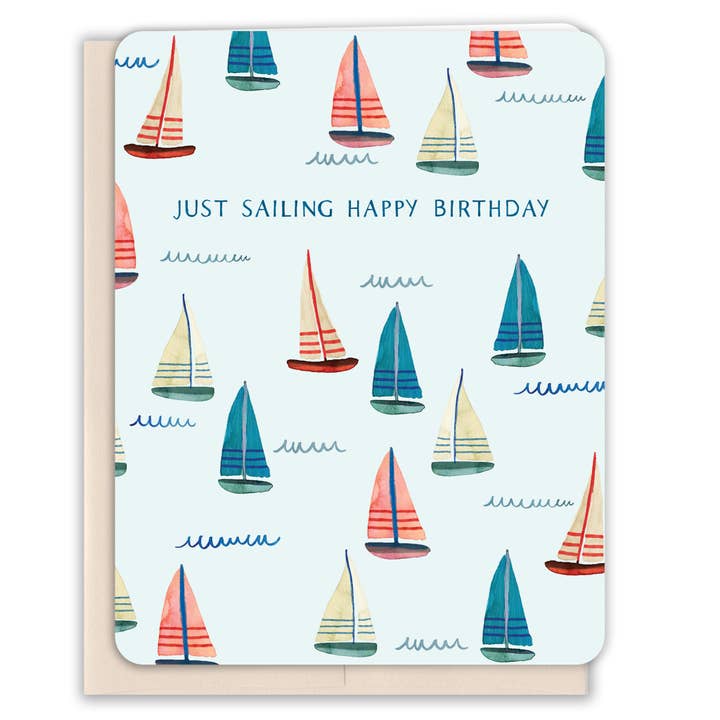 Geburtstagskarte für Segelboote für den Großhandel von Paper Loop | Hand-Painted Greeting Cards