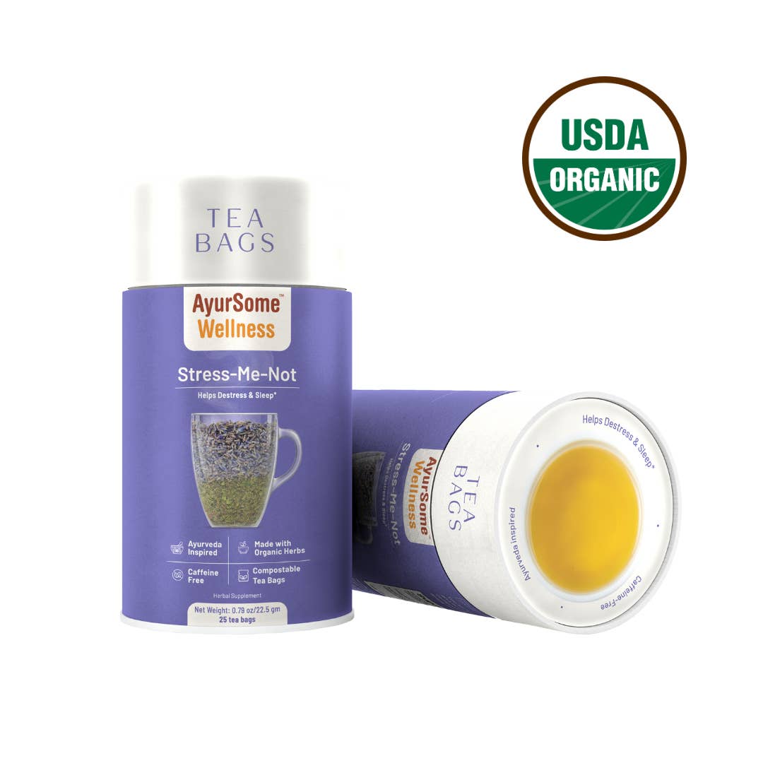 AyurSome Wellness - Wholesale Tea Bags - Organic Lavender Lemon Balm tea, Stress-Me-Not, 25 tea bags