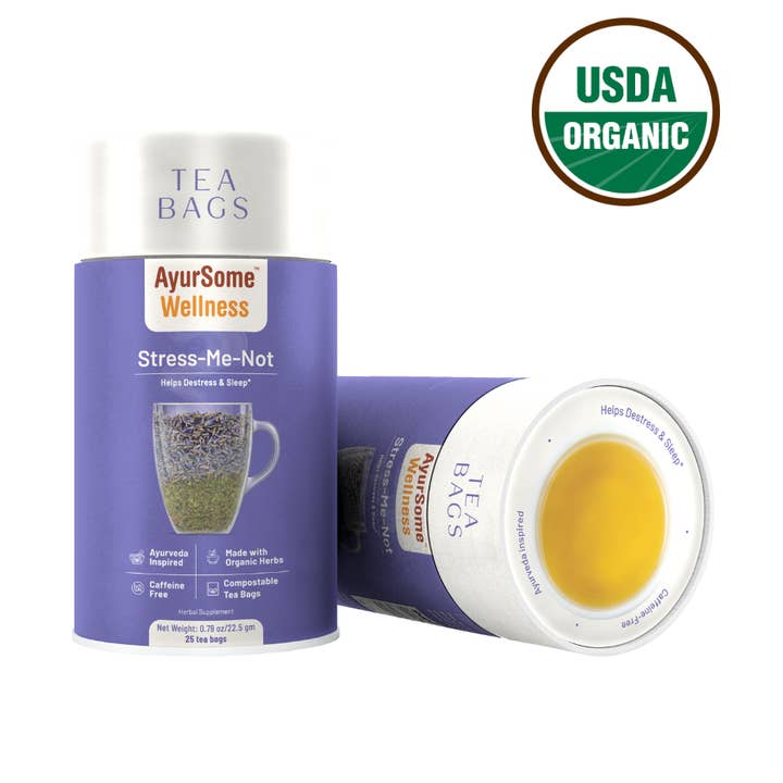 Organic Lavender Lemon Balm tea, Stress-Me-Not, 25 tea bags for wholesale by AyurSome Wellness