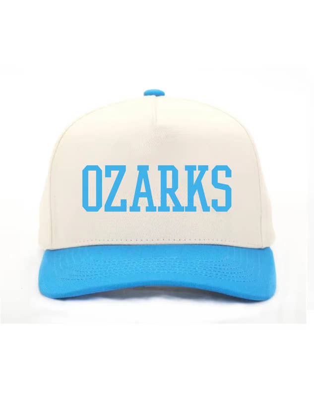 happy state natural blue ozarks text hat cap arkansas mo ok for wholesale by Happy State Co
