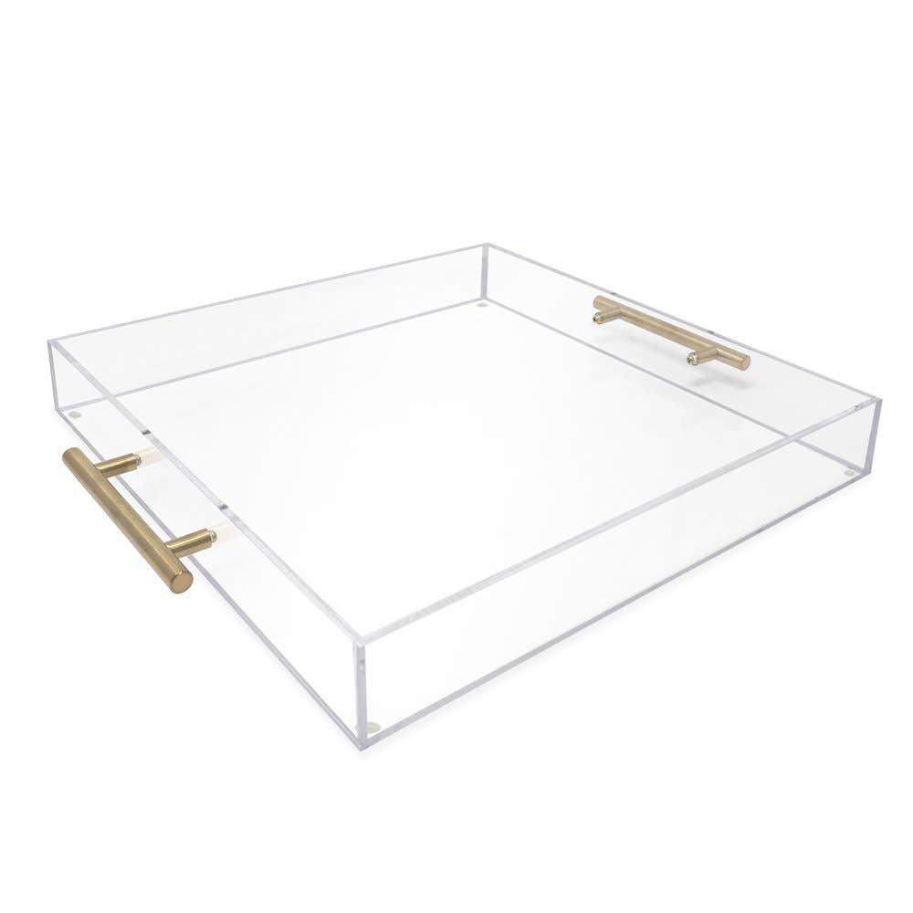 Isaac Jacobs International - Wholesale Serving Tray - Isaac Jacobs Clear Acrylic Serving Tray with Metal Handles24