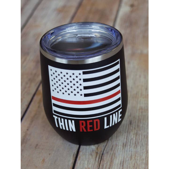 Sweet Caroline Boutique - Wholesale Insulated Mug/Tumbler - Thin Red Line Wine Tumbler1