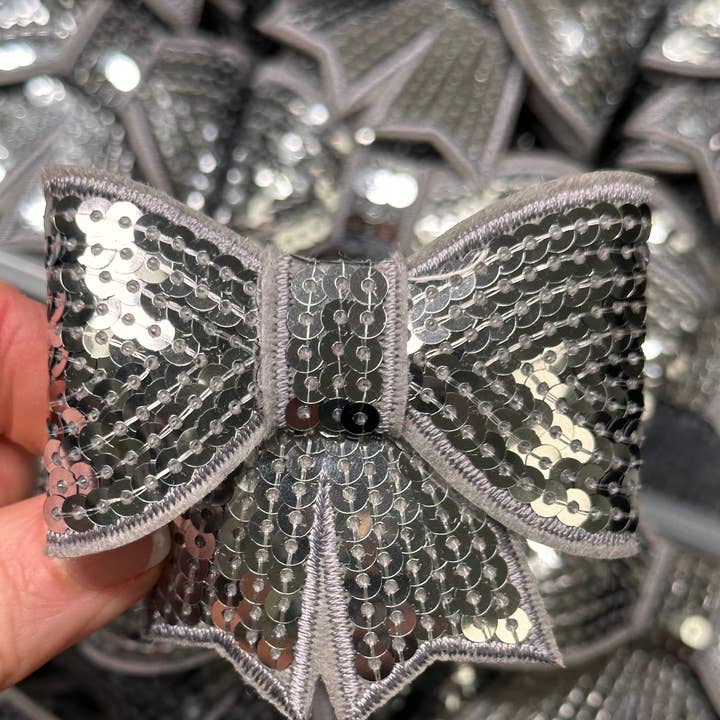 Aloe and Milk Boutique - Wholesale Patch - Sequin Bow Large Patch, sequin patch, bow patch, cheer patch3