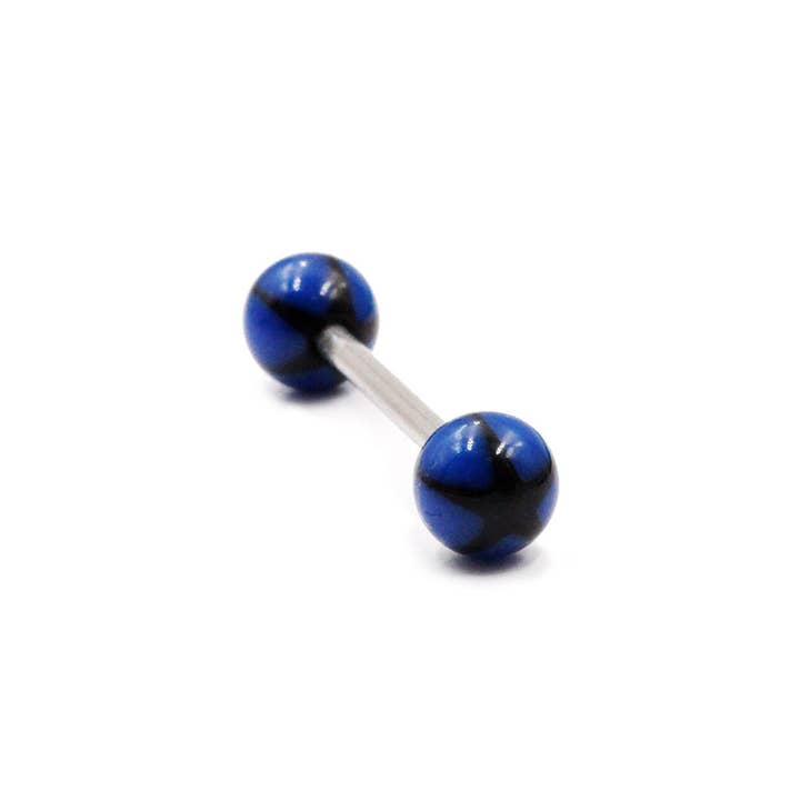 Awaken - Vente Clous d'oreille - Boules bleues haltères avec consistance noire - PL-0341