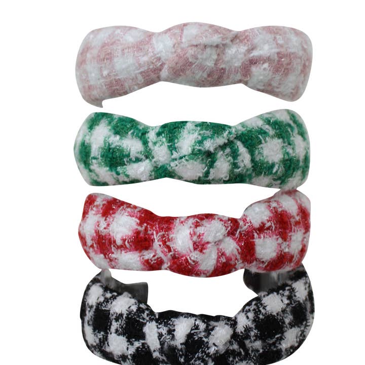 Diadema de tweed con nudo a cuadros para venta al por mayor de Bows Arts