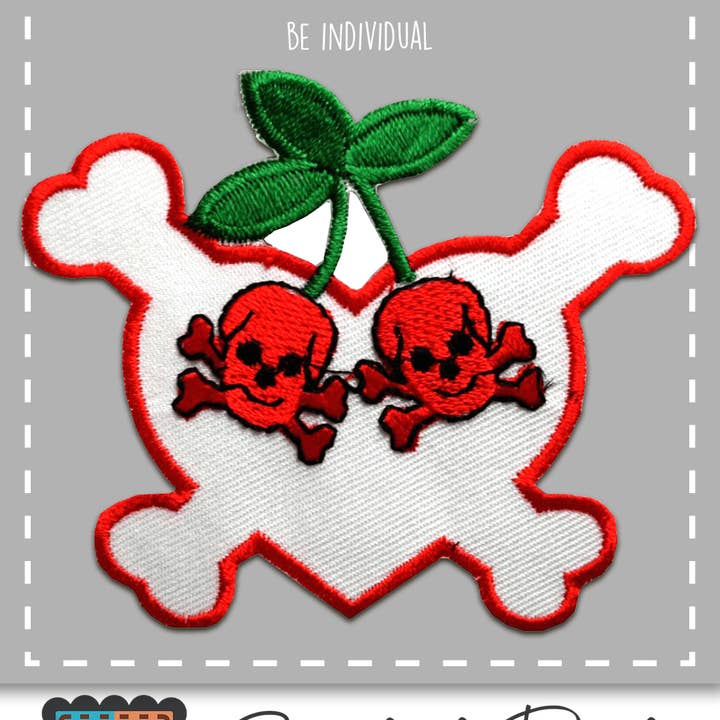 white Iron-on Patch - cherry skull for wholesale on Faire1