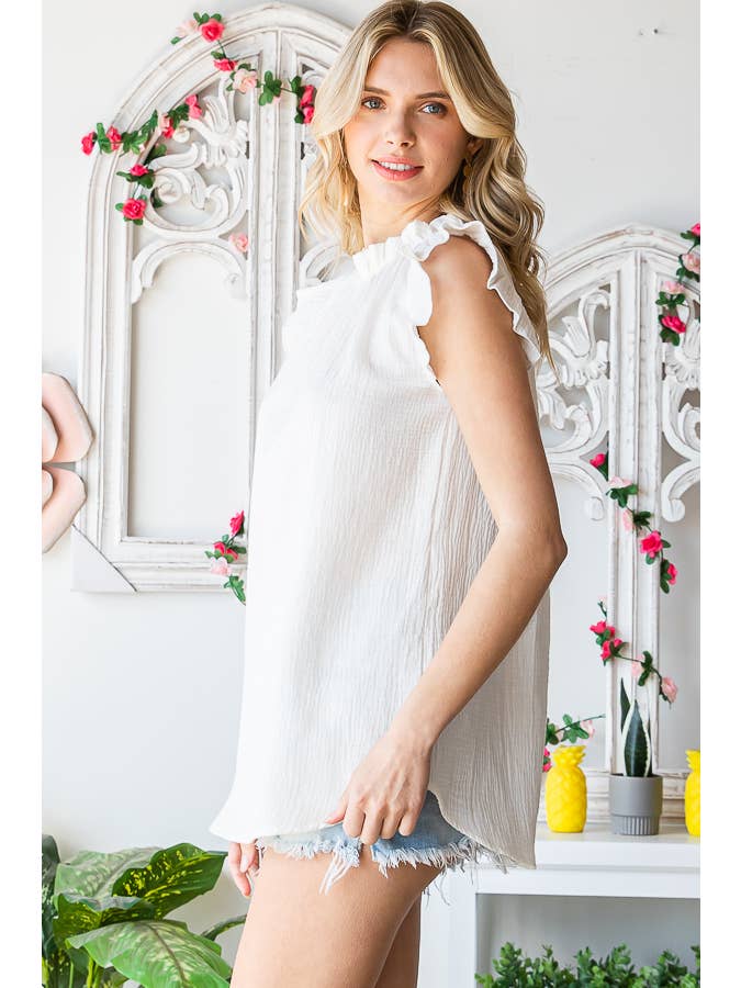 7th Ray - Vendita all'ingrosso Camicetta - Donna - Blusa da donna in cotone con collo arricciato T51049