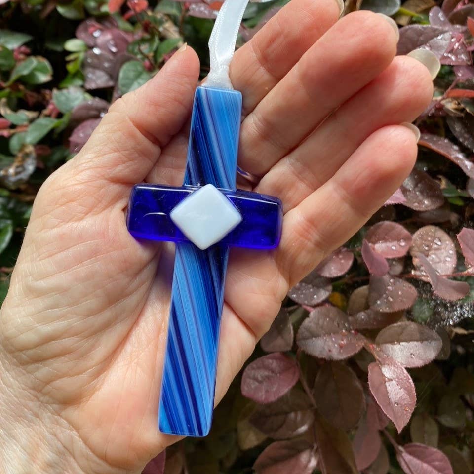 The Grandparent Gift Co. Inc. - Wholesale Ornament - Stepdad Gift  USA Handmade Glass Cross Christian 44733