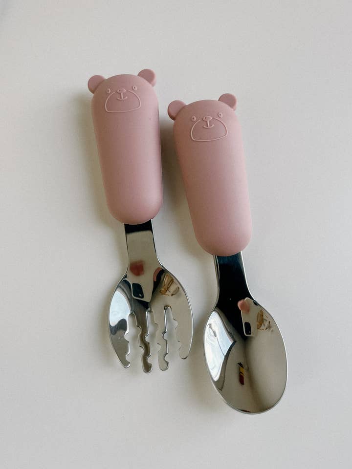 Silicone Fork and Spoon Set for wholesale by Peaks & Valleys Baby