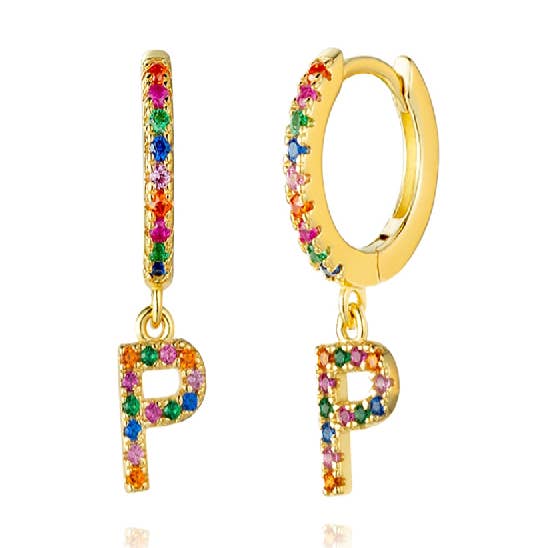Lange Ohrringe/Kreolen aus Zirkonia - Buchstabe P für den Großhandel von Buganto