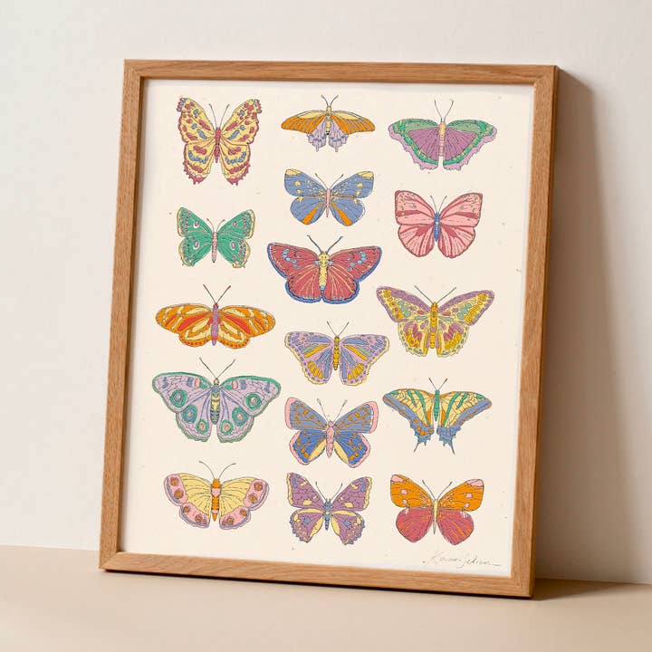 Retro Butterflies Art Print - Hush Poppy Collection for wholesale by Kaari & Co.