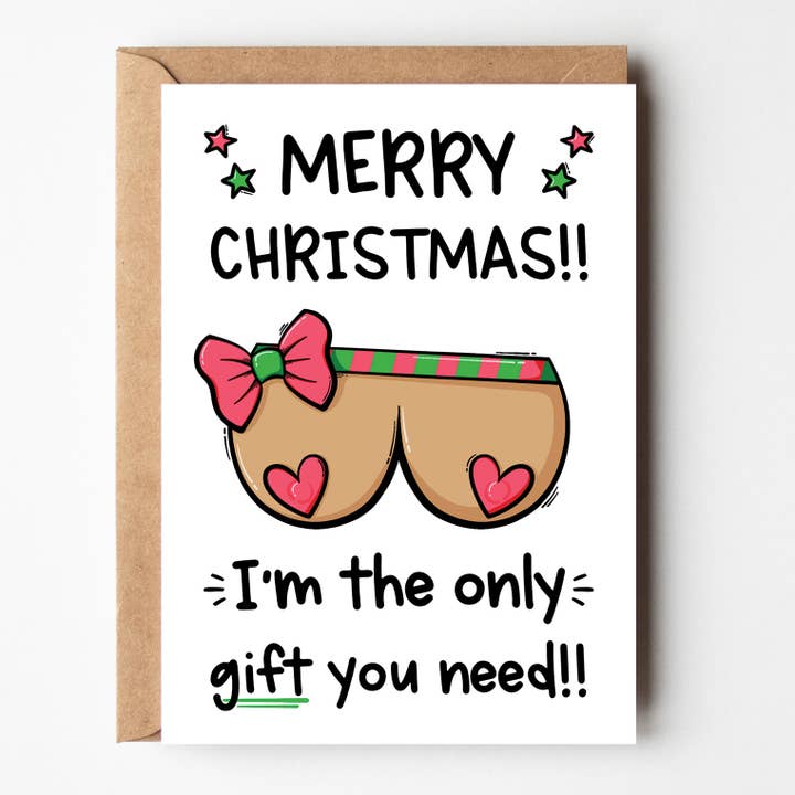Boobs Cheeky Christmas Greeting Card - A6 Card for wholesale by The Laughing Sloth