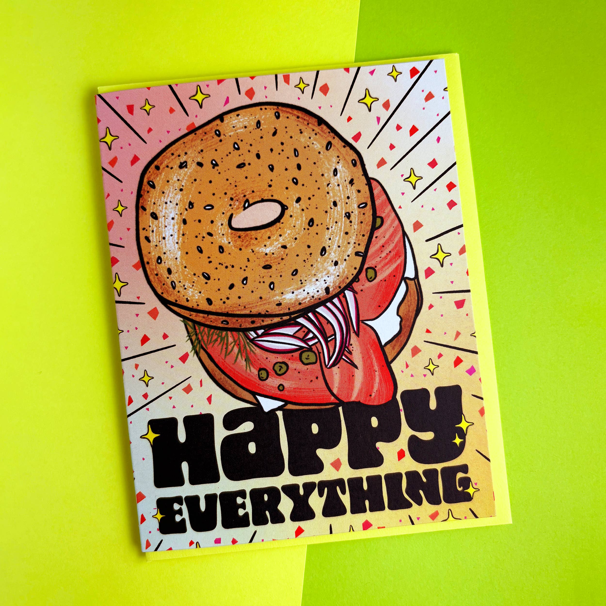 Boss Dotty Paper Co. - Wholesale Season's Greetings Card - Happy Everything Bagel Holiday Card2
