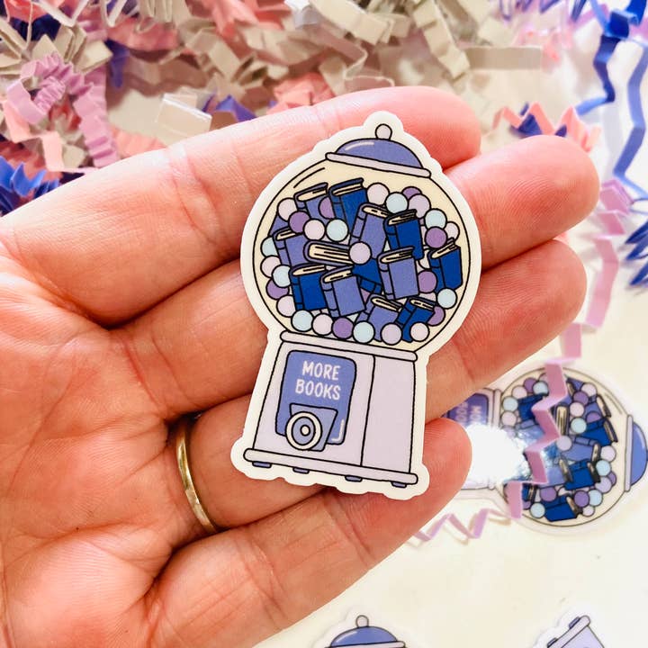 More Books Gumball Machine Die Cut sticker for wholesale by Chapter & Ink