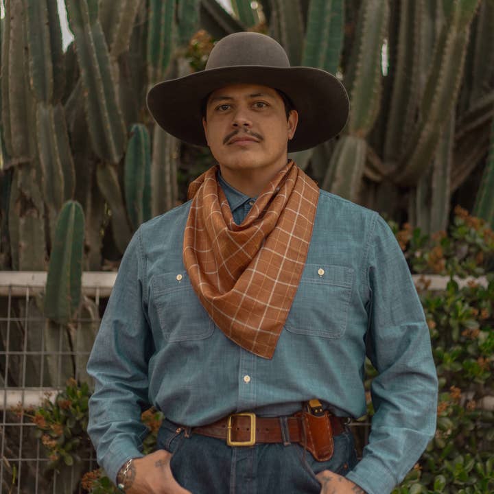 Last Chance Textiles - Wholesale Scarf - Men's - Light Silk Cowboy Scarf - Odel in Tobacco