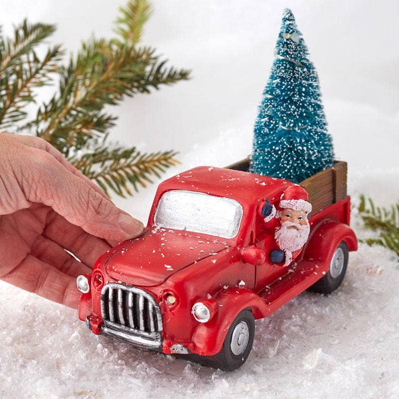 Factory Direct Craft - Venta al por mayor Decoración navideña - Camión de reparto de árboles de Navidad con luces LED y Papá Noel2