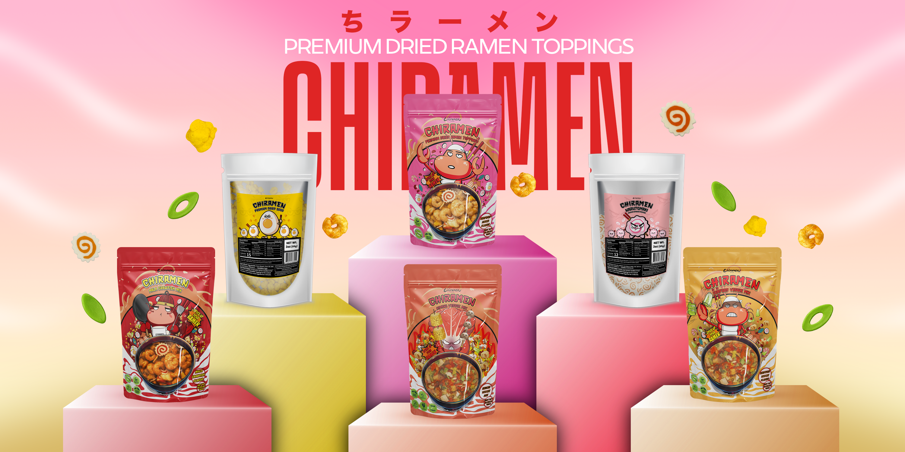 Chiramen - Wholesale Dried/Dehydrated Vegetables - CHIRAMEN Mala Crawfish Mix Ramen Toppings6