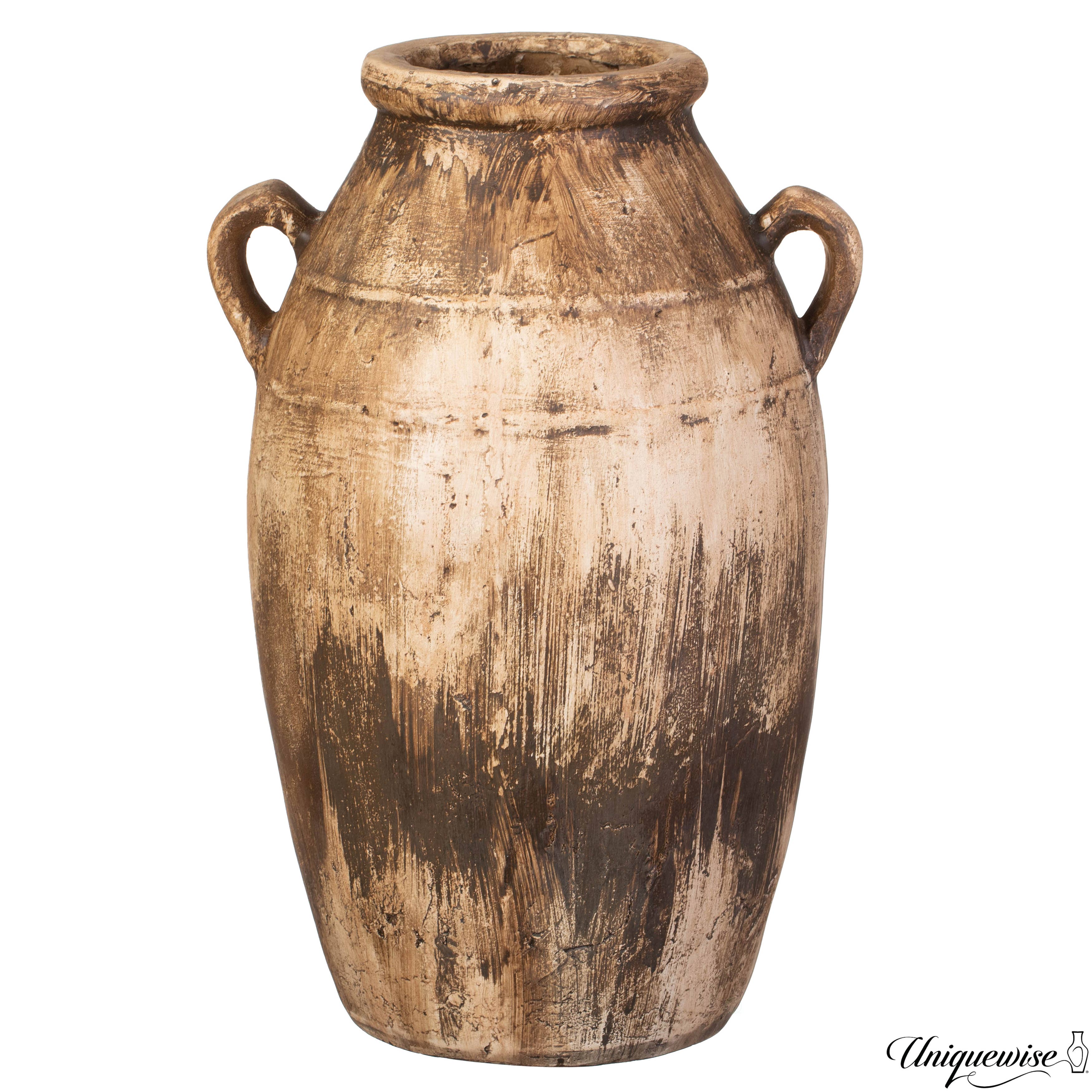 Quickway Imports – wholesale Vase – 23-Inch Brown Antique-Inspired Fiberglass Tall Floor Vase0