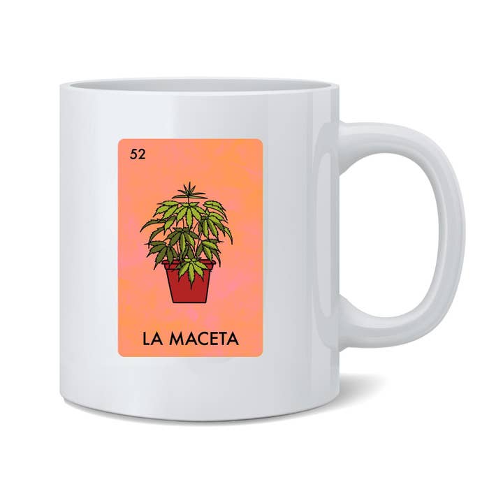 La Maceta Pot Plant Mexican Lottery Marijuana Weed Mug 11oz for wholesale by Gotham Gifts