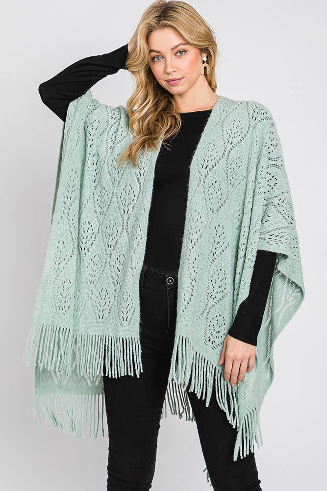 Hana - Wholesale Cardigan - Dames - Paisley Pattern Fringe Ruana34