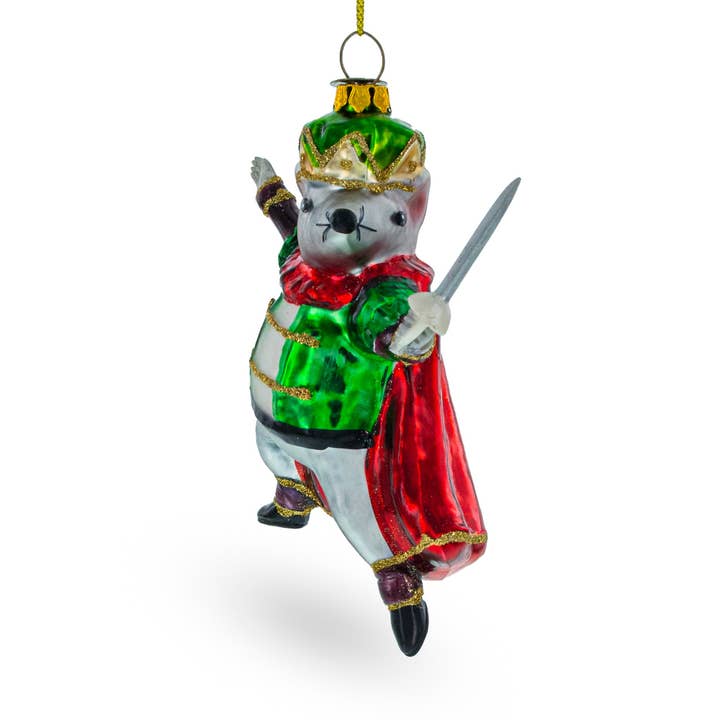 Regal Maus König mit einem Schwert Glasornament für den Großhandel von BestPysanky