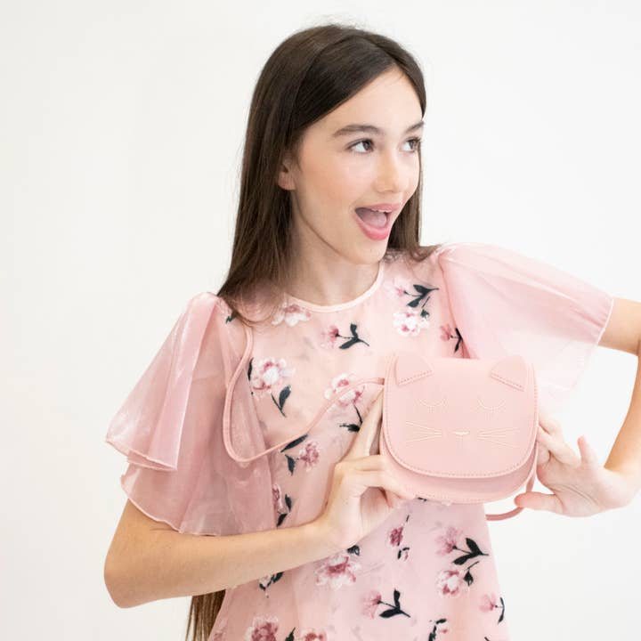 Yuko B – Engroshandel Crossbodytaske – til børn – Børne skuldertaske med dyremotiv - Mina kat i pink8