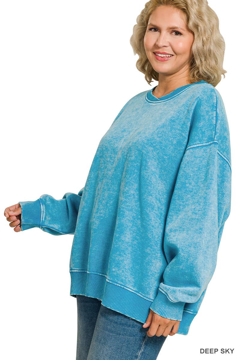 Vanilla Monkey - Wholesale Sweatshirt - Women's - Plus Acid Wash Oversized Fleece Pullover6