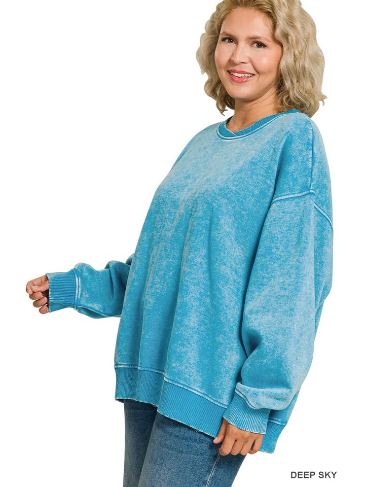 Vanilla Monkey - Wholesale Sweatshirt - Women's - Plus Acid Wash Oversized Fleece Pullover6