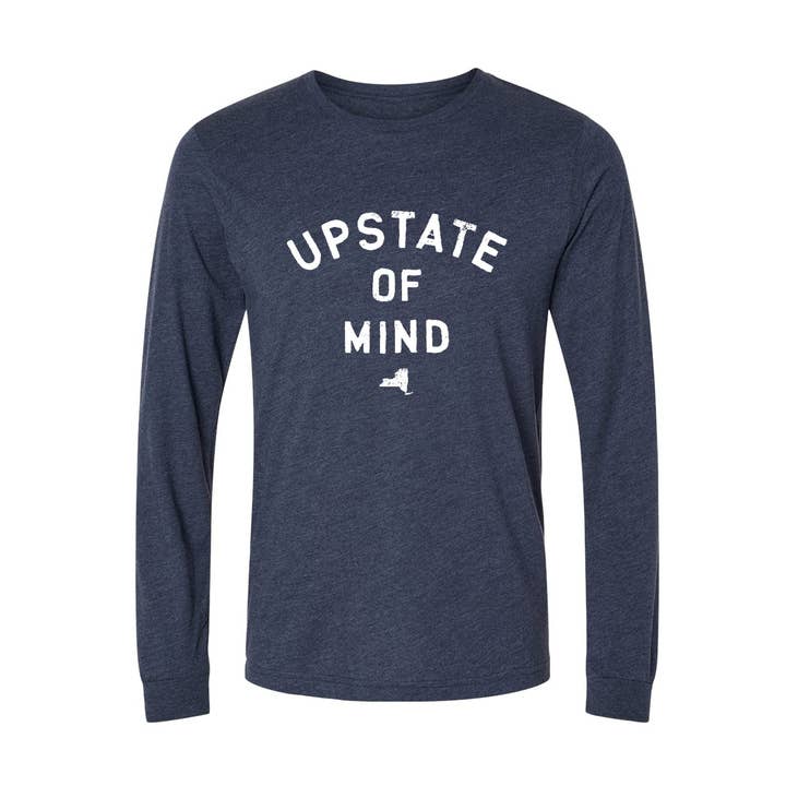 Upstate of Mind Original - Longsleeve (Navy Heather) for wholesale by Compas Life - Upstate of Mind