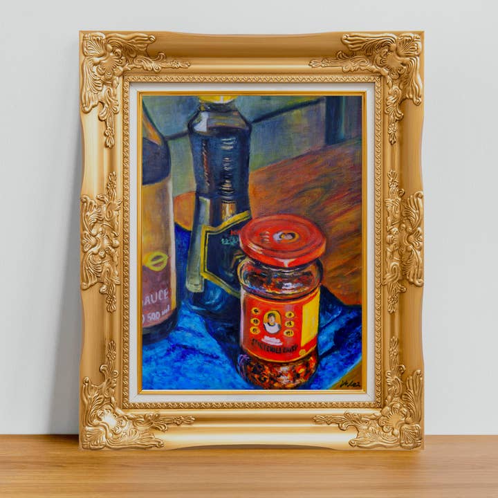 Lao Gan Ma Chili Crisp Art Print | Asian Food Oil Painting for wholesale by Lucy Wei Art