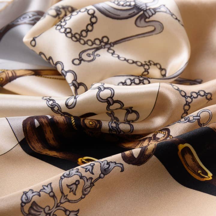 Elizabetta Made in Italy USA - Wholesale Scarf - Women's - Gabriella - Hand Rolled Silk Foulard - Hazelnut6