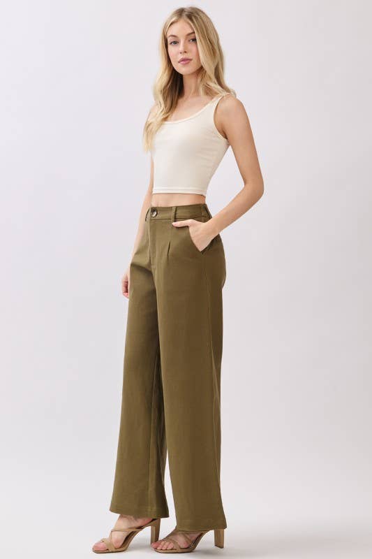 Final Touch - Vendita all'ingrosso Pantalone - Donna - Pantaloni a Gamba Larga in Twill Elasticizzato con Tasche Applicate - VP70303B21