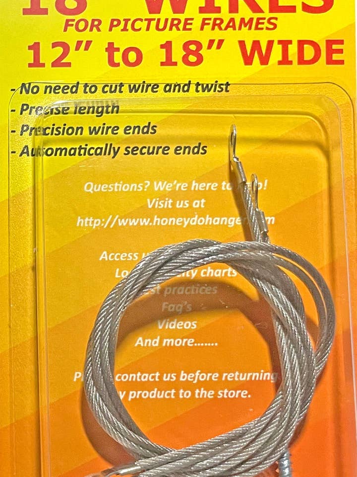 HW0218 - Standard HoneyWire 2 Pack 18" Precision Picture Han for wholesale by HoneyDo® Precision Adjustable Pictures