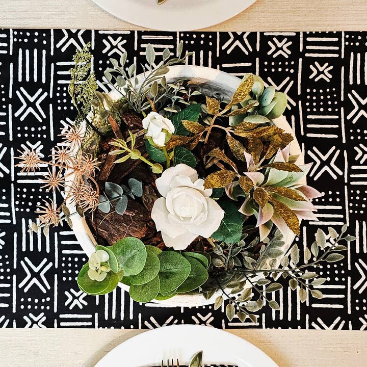 Caminho de Mesa e Conjunto de 8 Guardanapos | Tecido Africano 100% Algodão por atacado de Mashona Collections