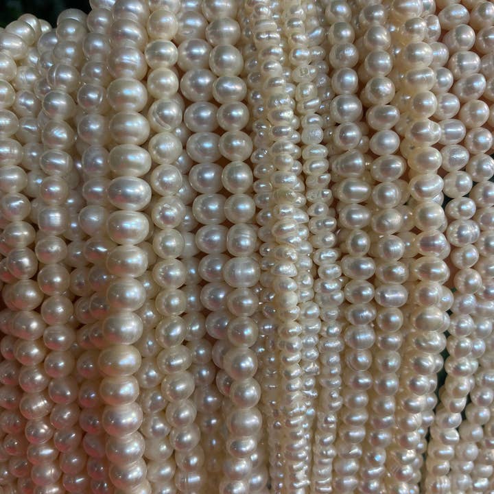 The Bead Bazaar - Wholesale Beads - 4mm Baroque Freshwater Pearls, 3X4 Wholesale Pearls Beads
