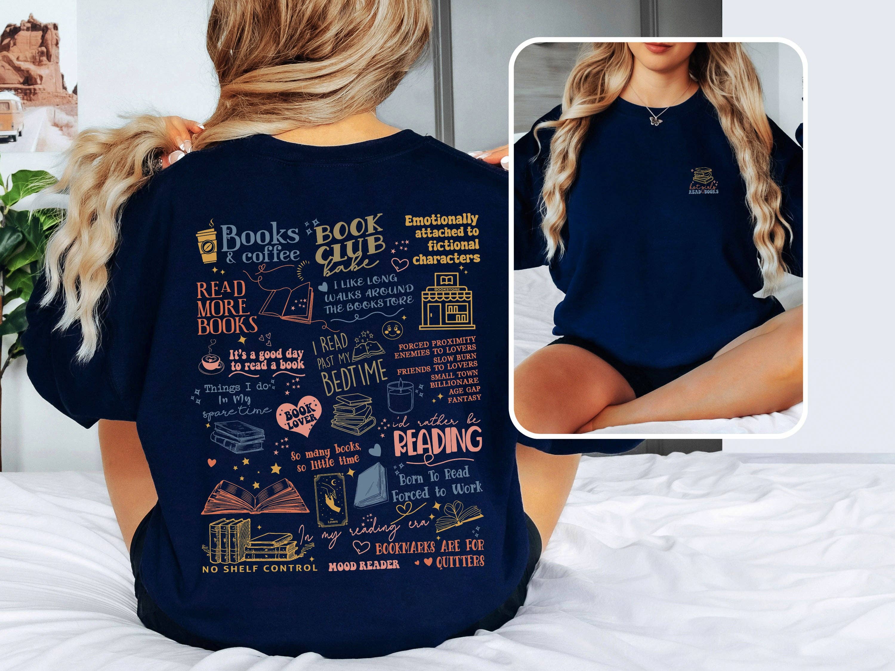MagicMerchEmporium - Wholesale Graphic Sweatshirt - Women's - Books & Coffee Sweatshirt0