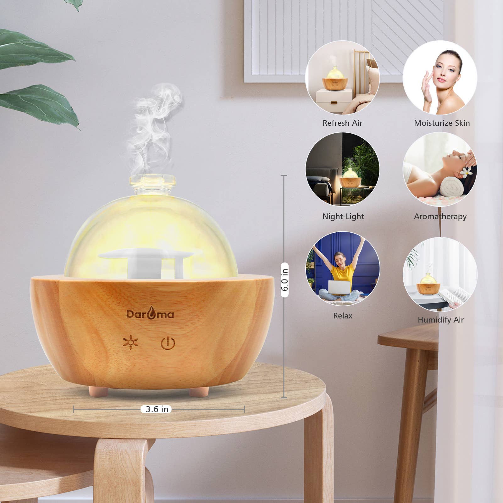 DAROMA - Wholesale Electronic Diffuser - Remote Handmade Glass & Real Wood Essential Oil Diffuser5