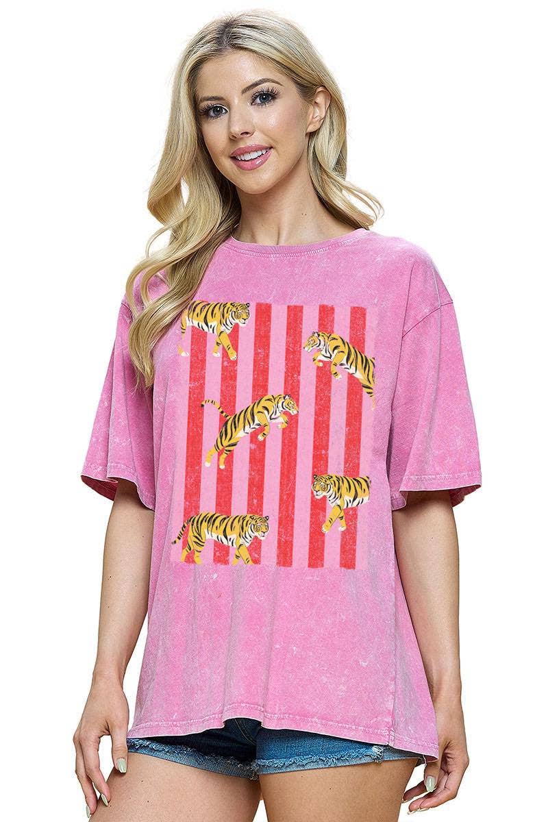 Zutter - Wholesale Screen Printed T-Shirt - Women's - Multi Tigers Elements Graphic Boyfriend Fit Tee2