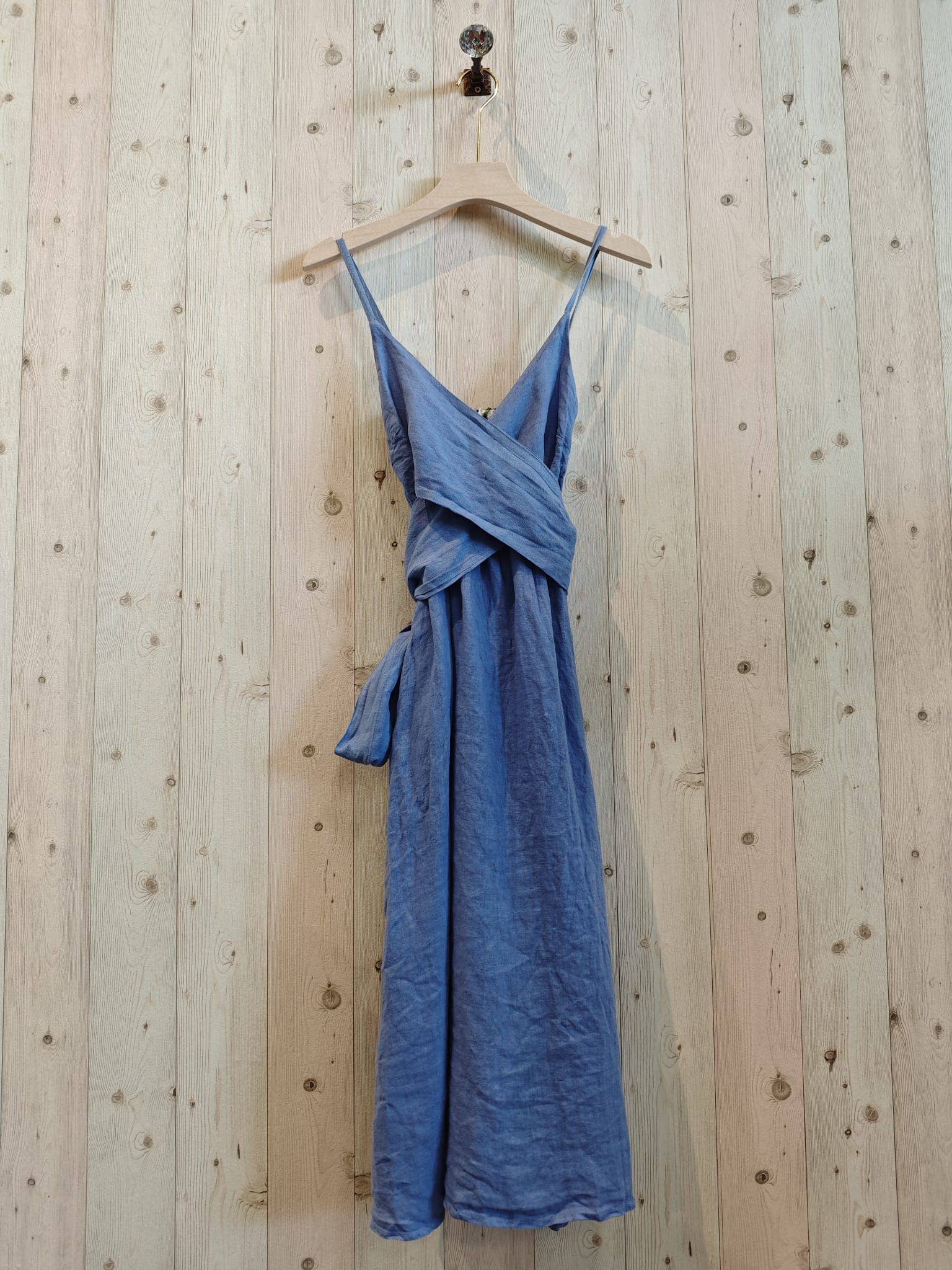 Linen & More - Wholesale Dress - Women's - REF 25811 DRESS WITH CROSSED BOW 100% LINEN0