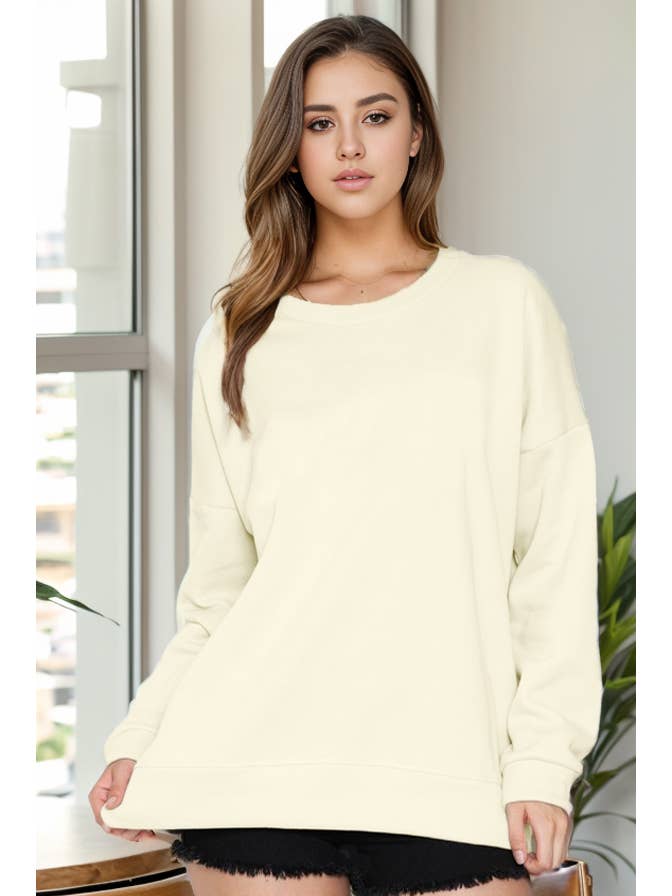 Burgundy Apparel - Wholesale Sweatshirt - Women's - SOLID FLEECE OVERSIZED SWEATSHIRT (NEW COLORS)6