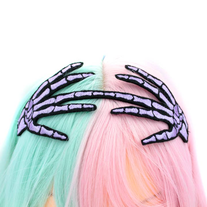 Kawaii Hair Candy - Wholesale Fashion Headband - Women's - Embroidered Skeleton Hand Headband4