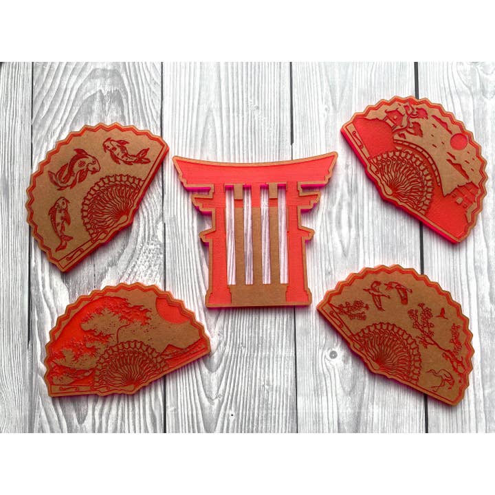 Set di sottobicchieri giapponesi a ventaglio in silicone per la vendita all'ingrosso da parte di EllaRaeMouldsVinyls