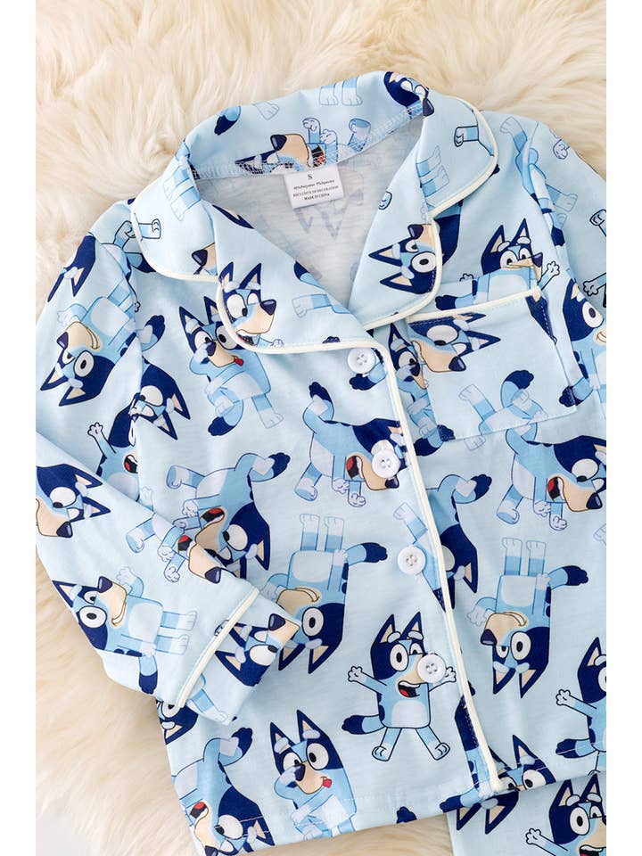 Kids Charm Online - Wholesale Sleepwear Set - Kids - Blue character printed boys pajamas. PJB40031 SOL
