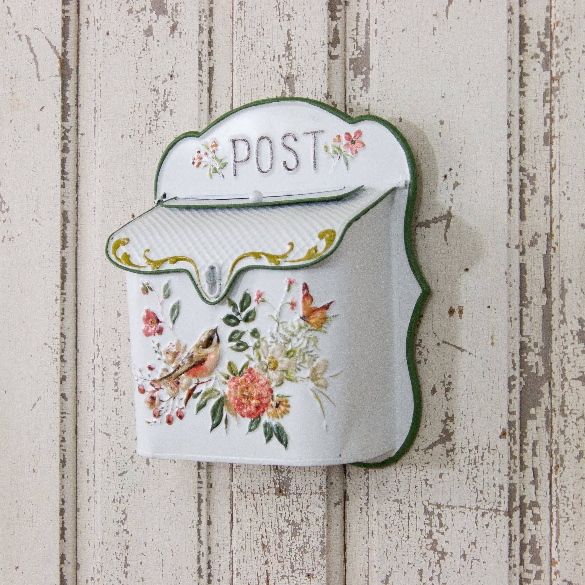 Audrey's Home & Gift - Wholesale Wall Planter - Metal Post Box With Flowers And Birds (PC)3