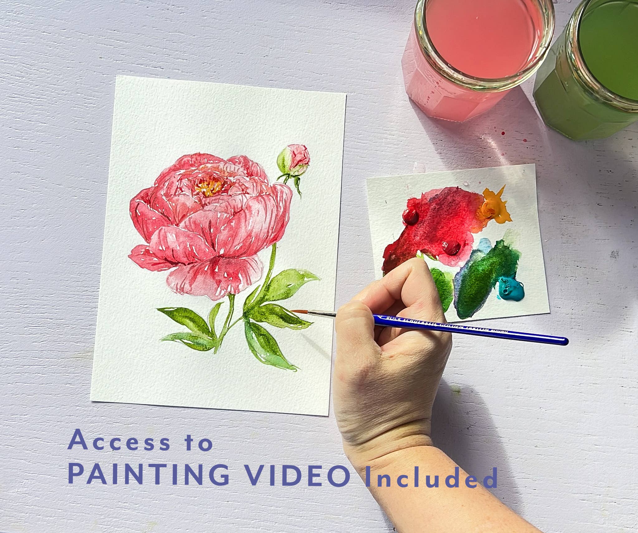 Jean Choe Art & Design - Wholesale DIY Craft Kit - Florals 2 Watercolor Painting Kit: DIY Art Kit for Beginners5