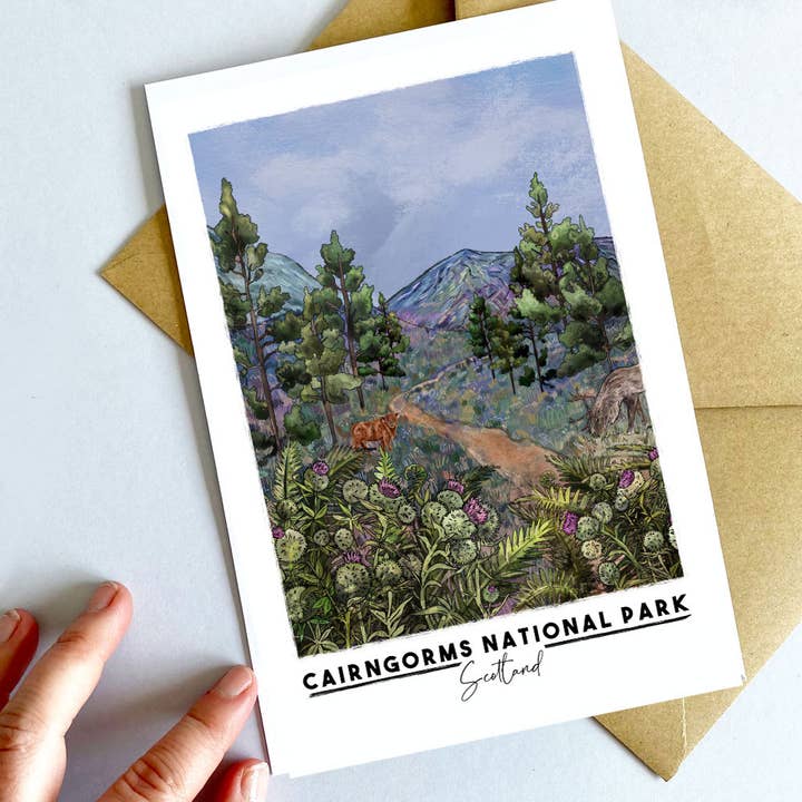 Cairngorms National Park Scot art print / card for wholesale by Where The Wildlings Roam