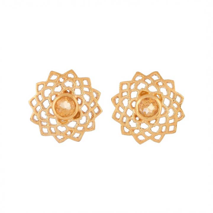 "Feeling Light" Sterling Silver Citrine Vermeil Stud Earring for wholesale by Misteerious Seed