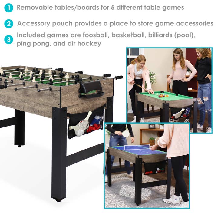 Sunnydaze Decor - Wholesale Board Game - Modern Rustic Style 5-in-1 Multi-Game Table - Gray