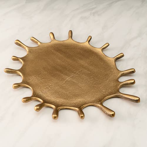 Plato redondo dorado de 14 pulgadas para venta al por mayor de India Handicrafts Inc